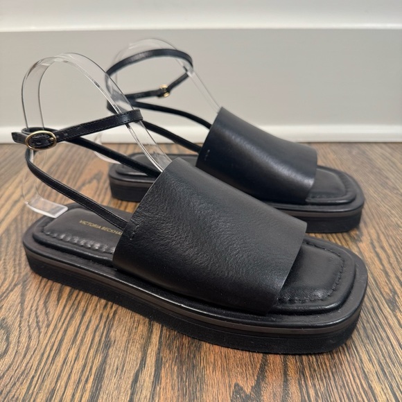 Victoria Beckham black leather sandals Made in Italy - Picture 1 of 7